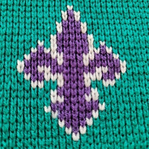 The Classics by Lauren Brooks 38 18W teal collared pullover sweater 80's vintage - Picture 4 of 7